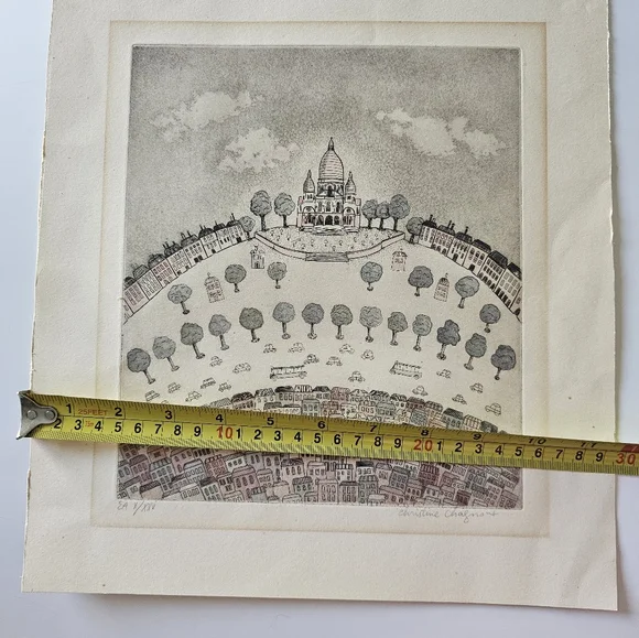 Christine Chagnoux Montmarte 1960s Signed Numbered Muted Water Color Litho Paris - Picture 9 of 16